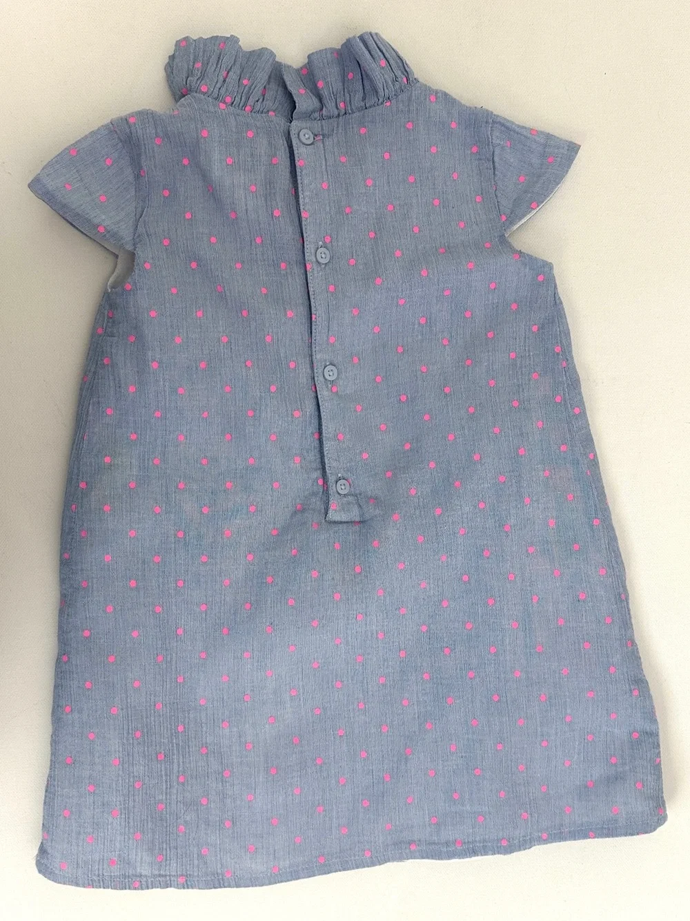 Carter's Blue Dress with Pink Polka Dots and Front Bow Detail.  Size 2T.